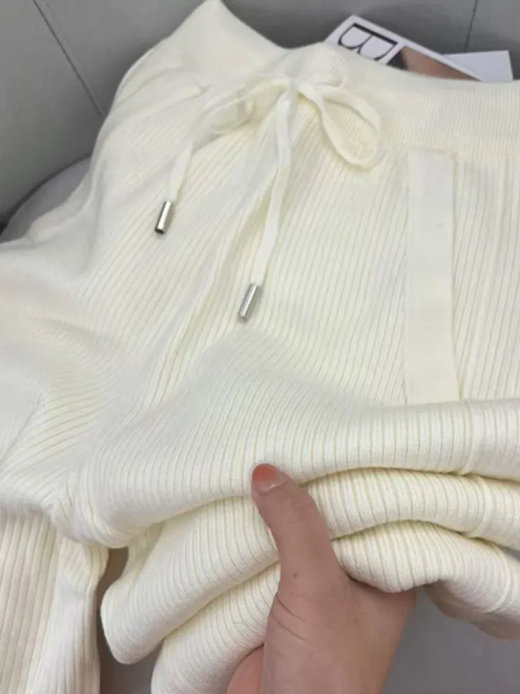 Pantalons décontractés amples femmes jambe droite Dstring couleur Pure Design automne nouveau Sle Faionable Simple pantalons longs