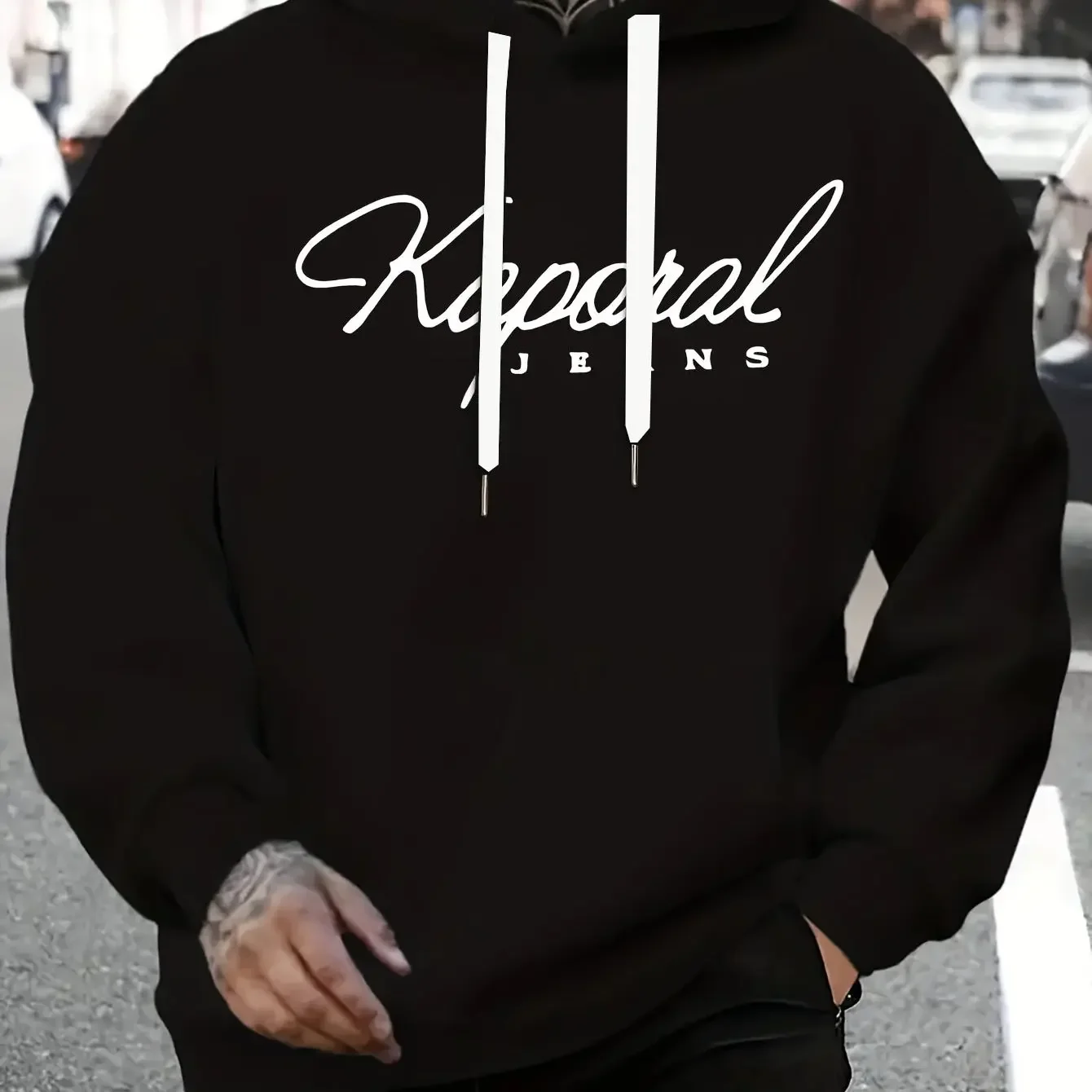 Sweat-shirt à capuche pour homme Kaporal, sweat-shirt graphique décontracté, vêtement quotidien pour homme, motif graphique exquis.