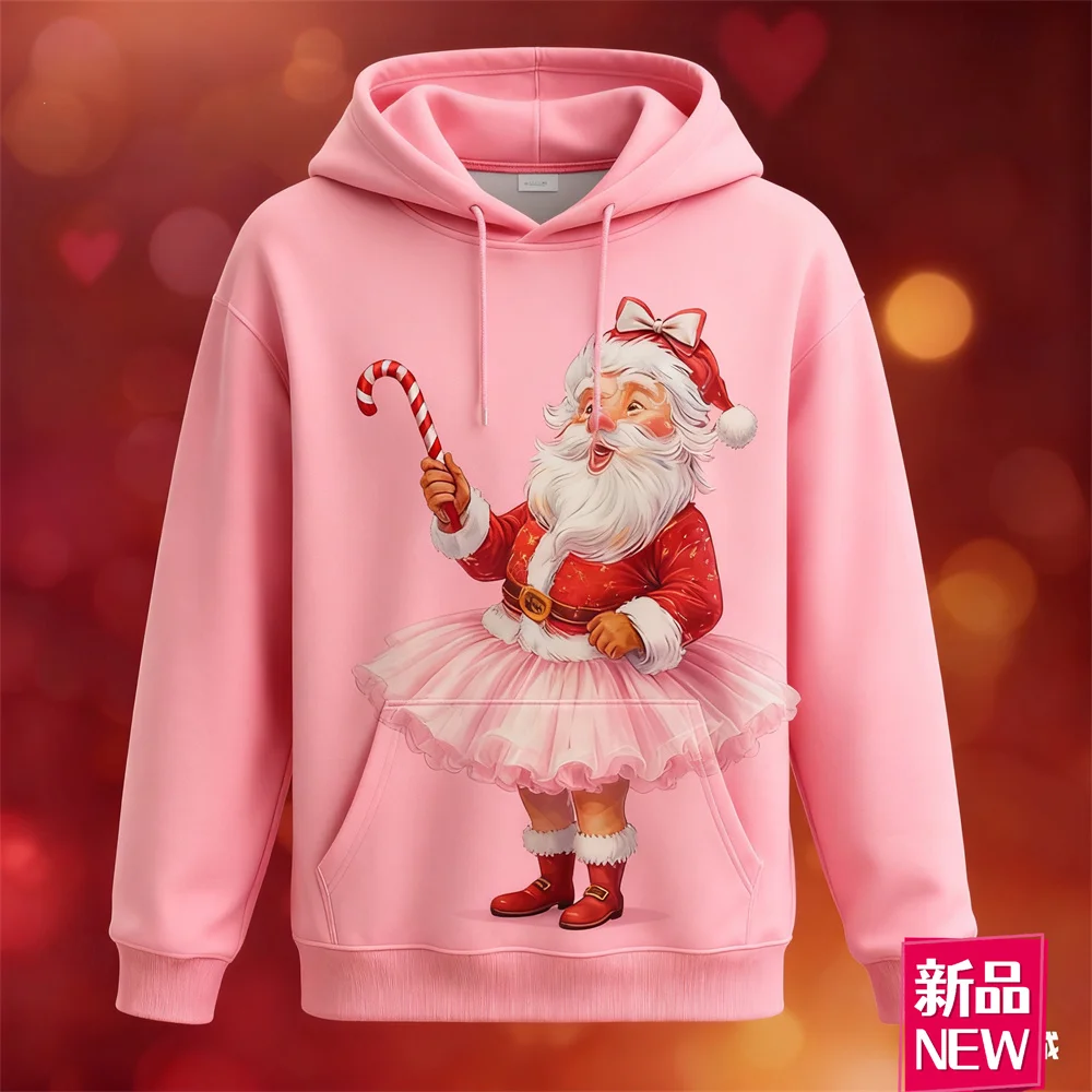 سترة بغطاء للرأس لعيد الميلاد للرجال والنساء بطباعة ثلاثية الأبعاد، ملابس سانتا كلوز جرافيك بقلنسوة، فضفاضة كاجوال ومريحة للجنسين #2