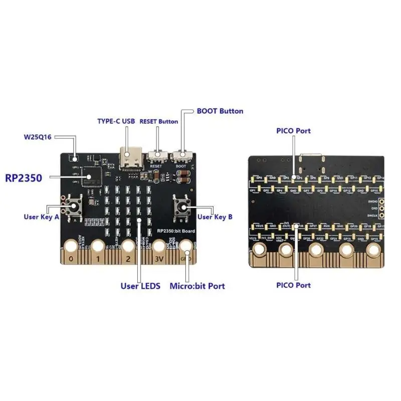 Placa microcontroladora inovadora Y1UB RP2350bit para eletrônica e robótica DIY