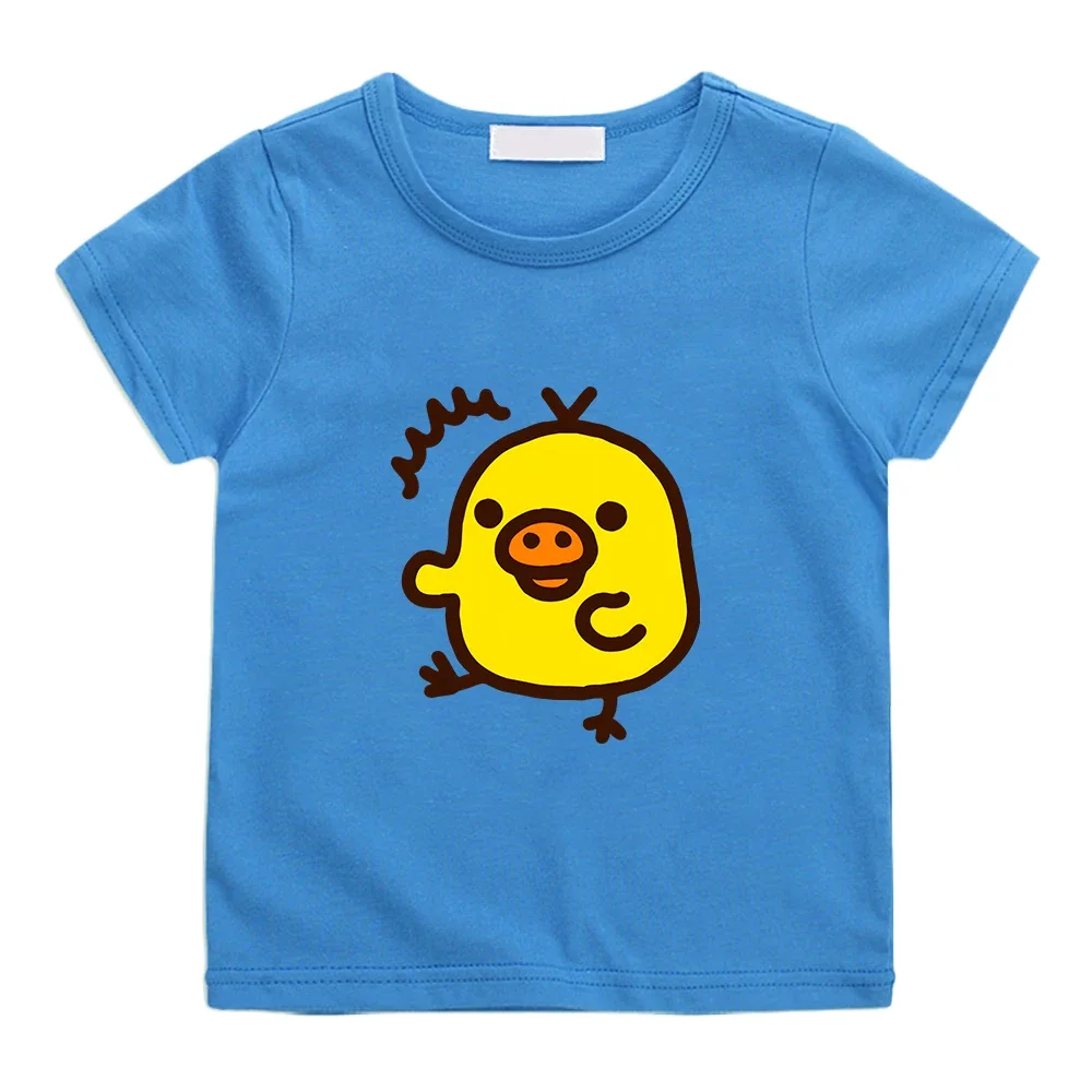 Kiiroitori Yellow Chick Kawaii Print T-shirt for Children Boys and Girls 100% Cotton Tee-shirt Casual Short Sleeve Summer Tshirt