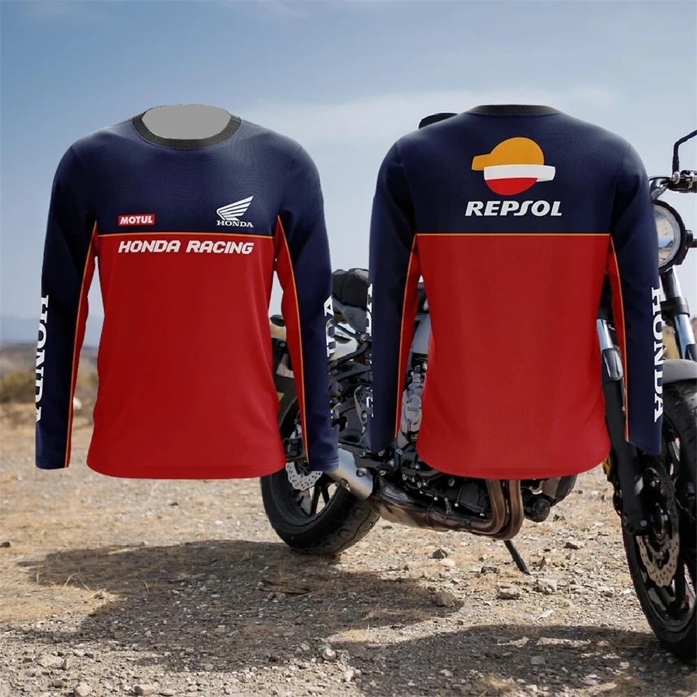 

New Fashion Motorcycle Riding Jersey Men Women Clothes Honda Racing Jersey Breathable Quick Dry Oversized Elastic Summer T Shirt
