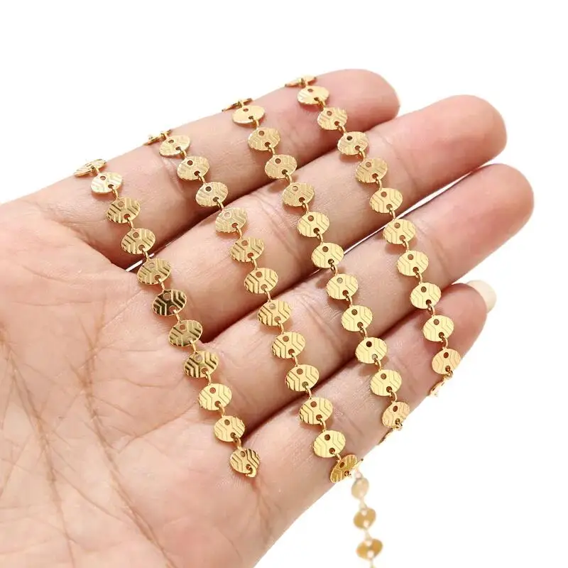 3M Stainless Steel Gold Flat Oval Sequin Linking Chains Pig Nose Chain Bulk for Diy Handmade Necklace Bracelet Jewelry Making