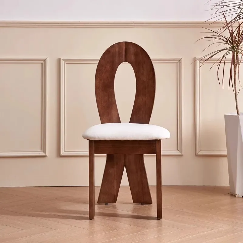 #White upholstered seat solid wood chair, individually designed living room, unique home and hotel aesthetic furniture