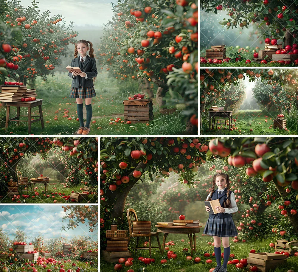 

Mehofond Photography Background Apple Orchard Fall Harvest Back to School Kid Birthday Party Portrait Decor Backdrop Photo Studi