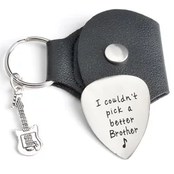 I Cloudn't Pick A Better Brother Dad Son Guitar Picks Keychain, Music Gifts For Brother Dad Son With Bag and Guitar Charm