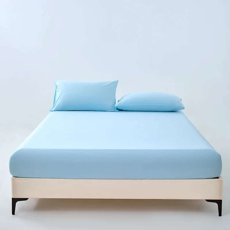 New Summer Fitted Sheet Cooling Ice Silk Bed Sheet and Pillowcase Silky Breathable Cool Feel Bedsheet Supported Custom Sizes