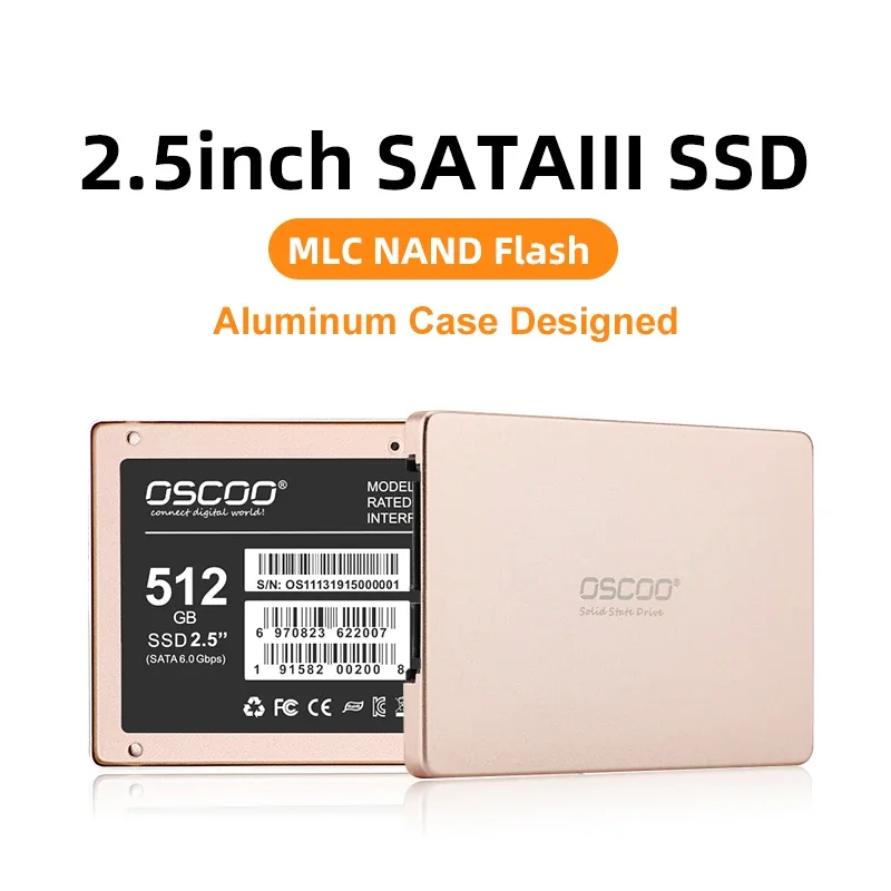 

OSCOO SSD Hard Drive Original 2D Nand Flash MLC Chips Storage 2.5 Inches Sata3 Internal SSD 256GB 512GB Hard Disk for Laptop PC