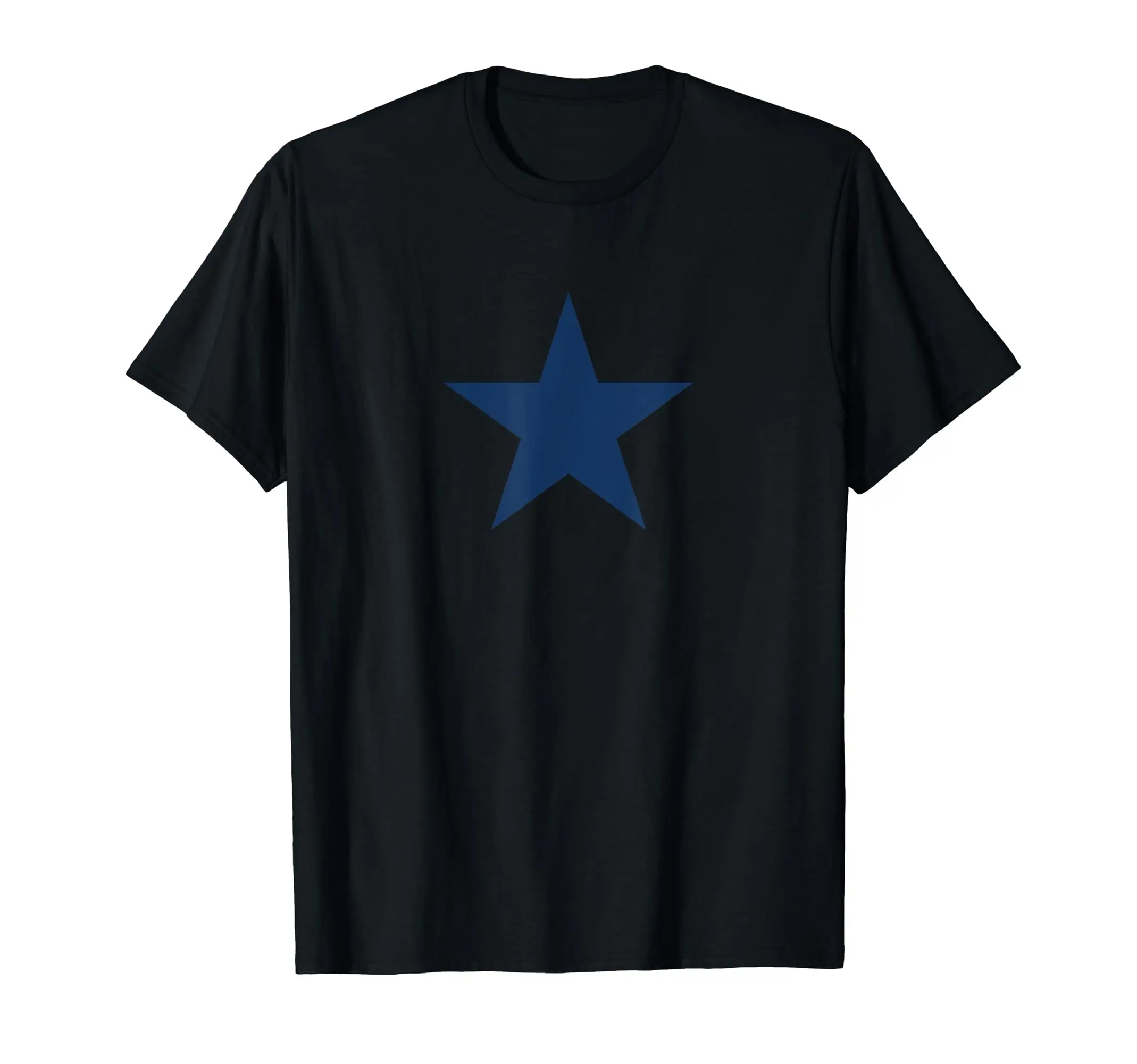 Men's casual, comfortable and fashionable blue pentagram star shaped pattern T-shirt