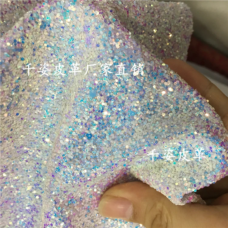 137X45CM Diamond golden onion sequins leather fabric designer fabrics clothing bags dazzling fluorescent Gritt