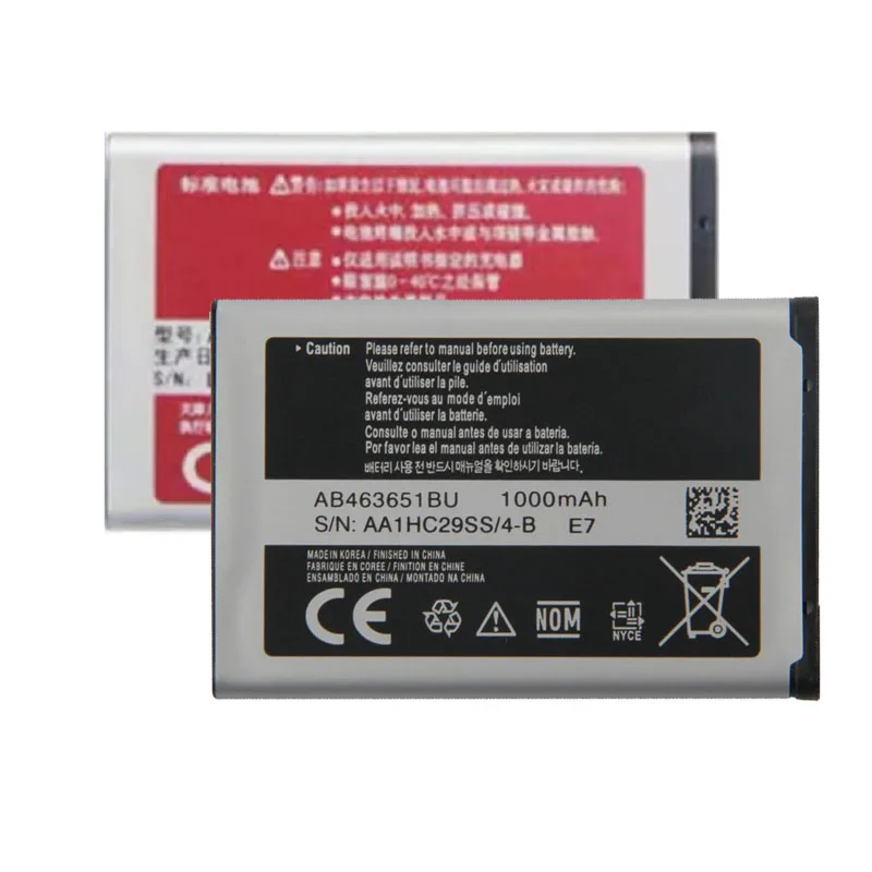 Battery AB463651BC AB463651BE AB463651BU For Samsung W559 S5620 S5630C C3200 F339 S5296 C3322 GT-C3530 GT-S5610