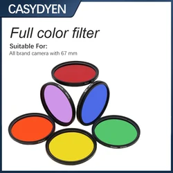 Colorful Filter Color Filtors Full Red Yellow Green Blue 67MM Filter Screw Mount For DSLR SLR Camera