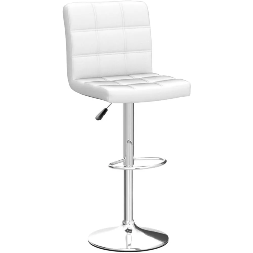Bar Stools Set of 4 for Kitchen Island, Modern PU Leather Swivel Adjustable with Square Back Counter Height Swivel Ba