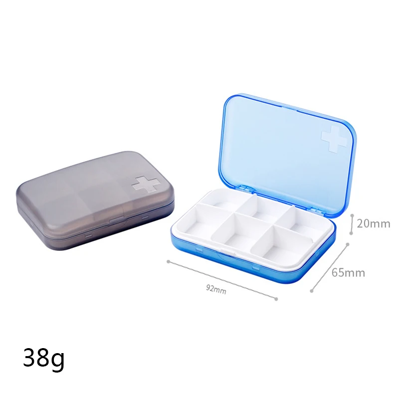 Organizador de comprimidos pequenos com 6 compartimentos, caixa de remédios semanal, compacto, portátil, armazenamento de plástico para viagem, para s