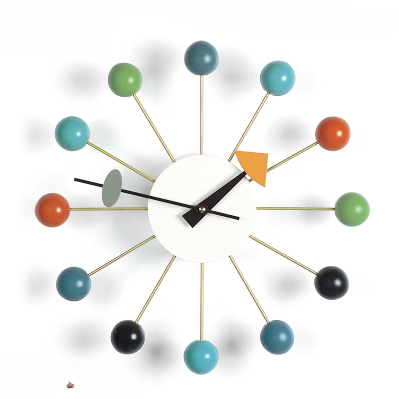 Home Ball Clock Candy Clock Creative Home Decoration Modern Solid Wood Wall Clock Wall Decoration