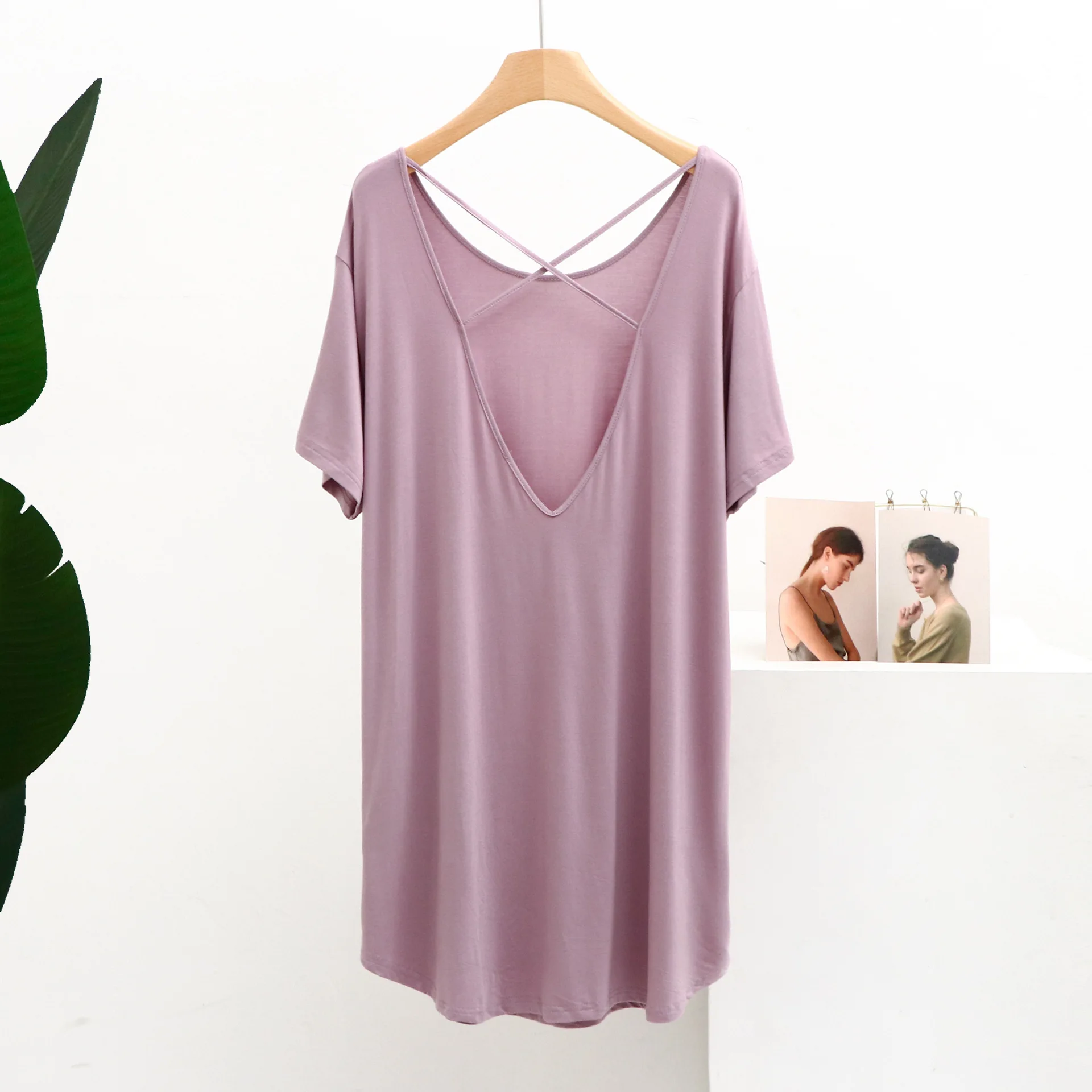 Pajamas Women's Home Clothes Short Sleeves Beautiful Backs Long Skirts Soft and Comfortable Casual Dresses  Sexy Women Sleepwear