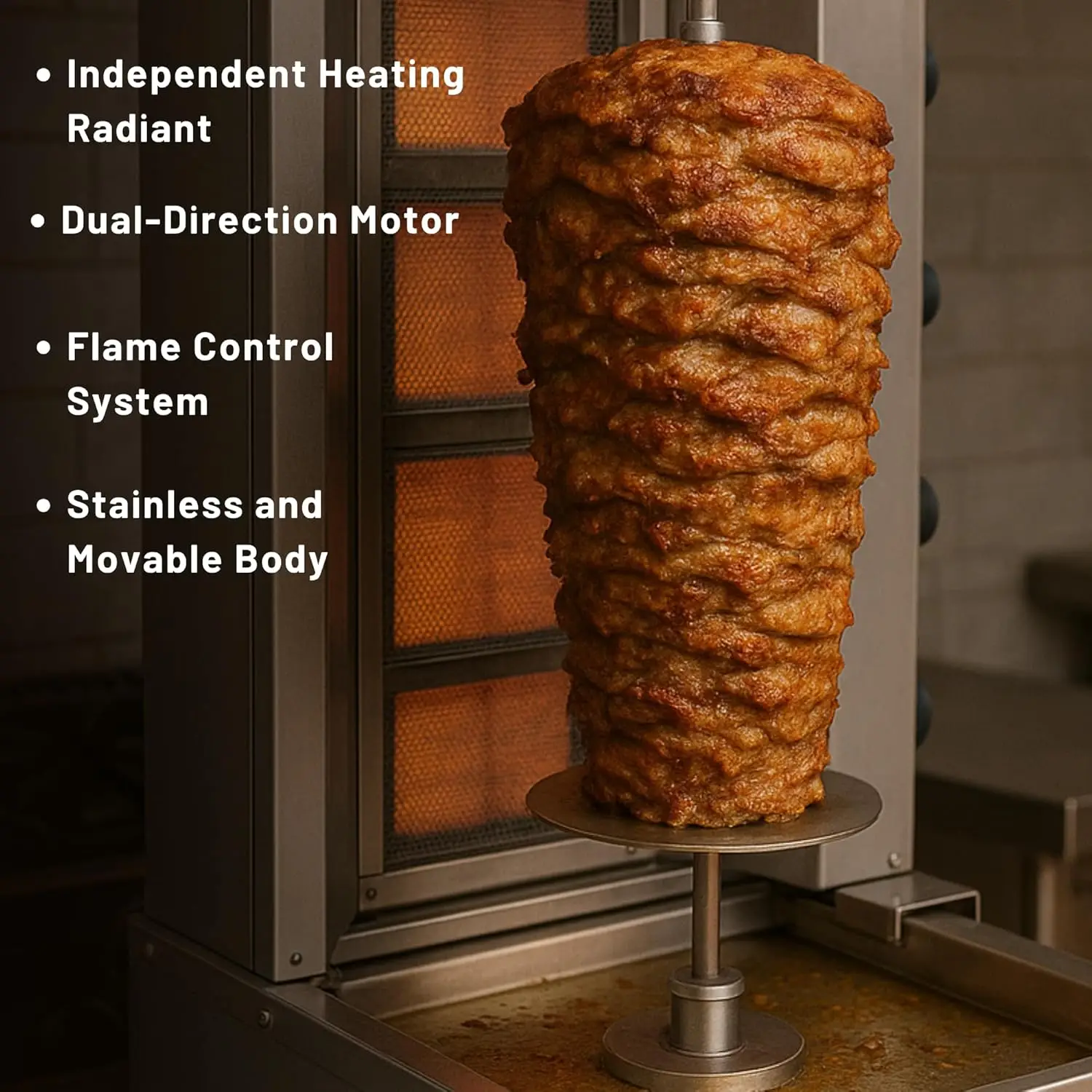 Vertical Barbecue Grill Doner Kebab Gyro Grill Rotating Kebab Machine With 4 Burners