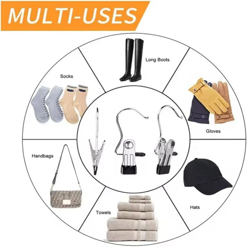 متعددة الوظائف أوتاد الملابس كليب وعاء من الستانليس ستيل الأسود مشابك الغسيل هوك المحمولة معلقة الملابس كليب السراويل التخزين #5