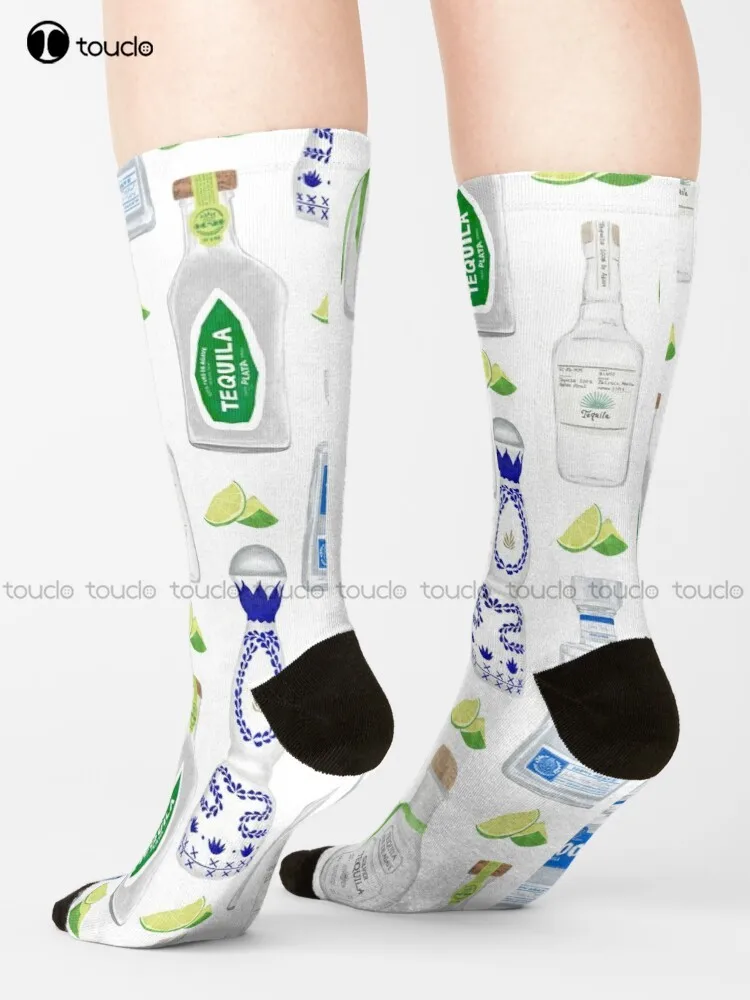 

Tequila Bottles Illustration Socks For Men Personalized Custom Unisex Adult Teen Youth Socks Breathable Cotton Cartoon Girls Art