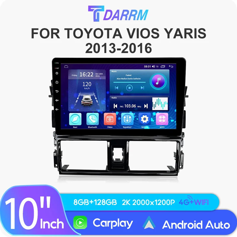 

Car Radio Auto Android 12 Video Player Head Unit Stereo 4GWIFI CarPlay GPS Car Multimedia 10inch For Toyota Vios Yaris 2013-2016