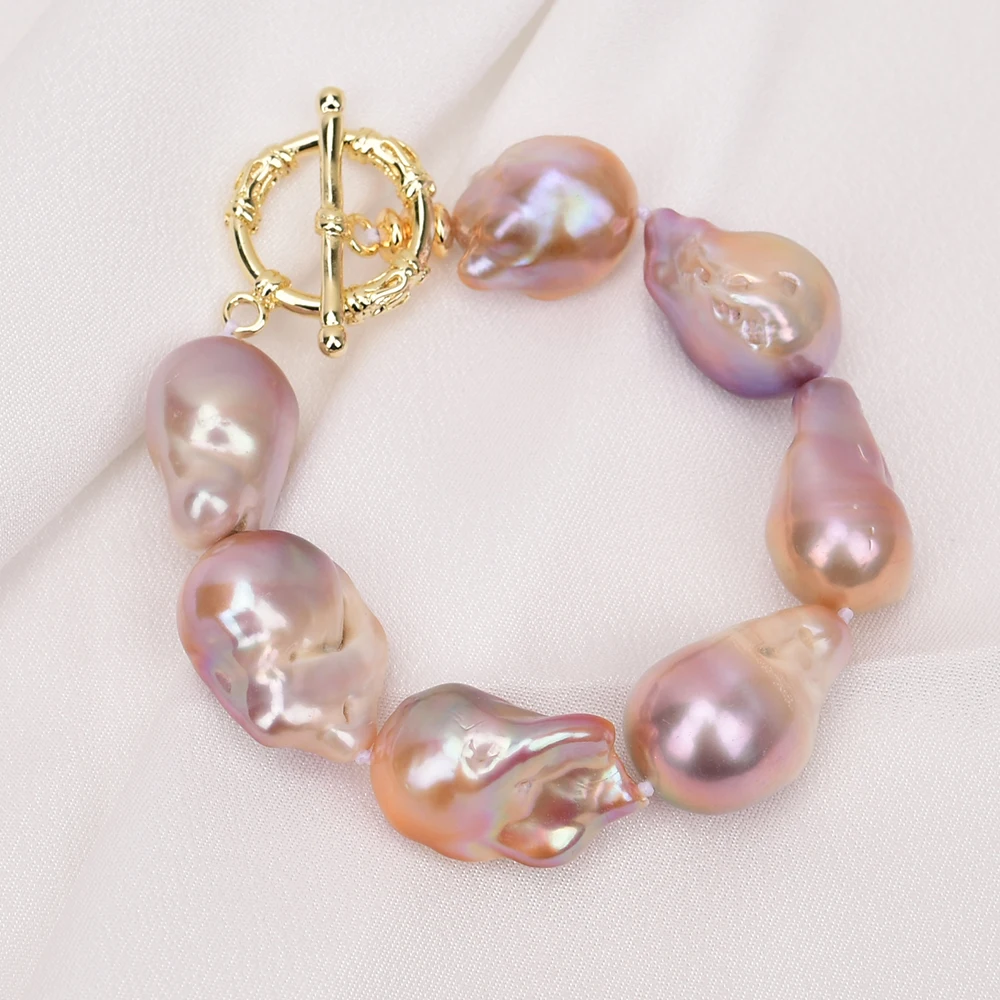 G-G  Freshwater Cultured Purple Baroque Pearl Necklace Bracelet Earrings Keshi Pearl Sets Handmade For Women Gifts