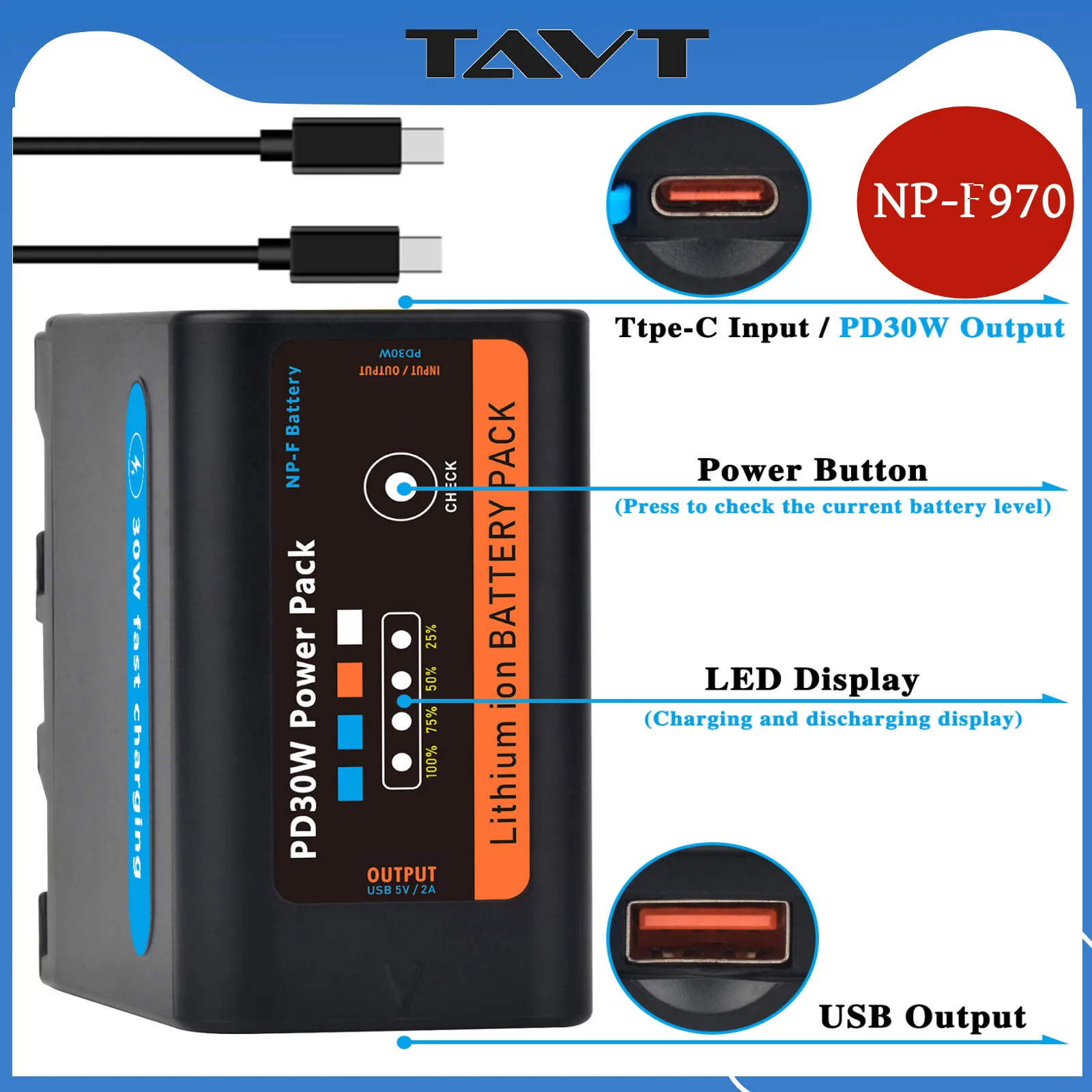 NP-F970 Battery with 30W PD Fast Charging Compatible with Sony NP-F980 F960 F750 NP-F930 CCD-RV100 Battery and Sony Camcorder