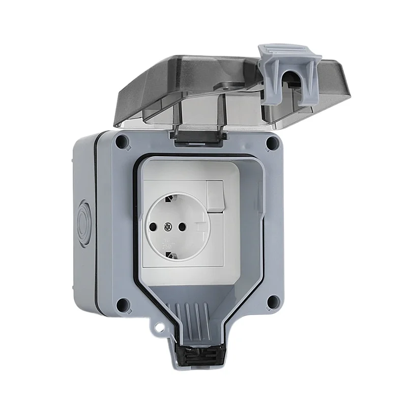 16A EU KR Outdoor Wall Waterproof Sockets Outlets Korea Electrical Power 110-250V IP66 Weather Dust Proof Outside Master Plug