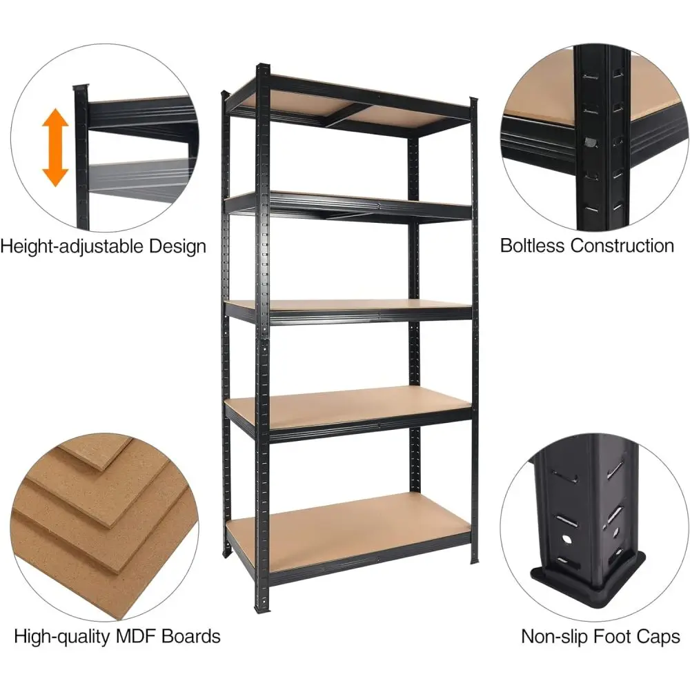 2000LBS Capacity Garage Storage Shelves Heavy Duty Warehouse Supermarket Kitchen Other Layer Heavy-duty Adjustable Shelves