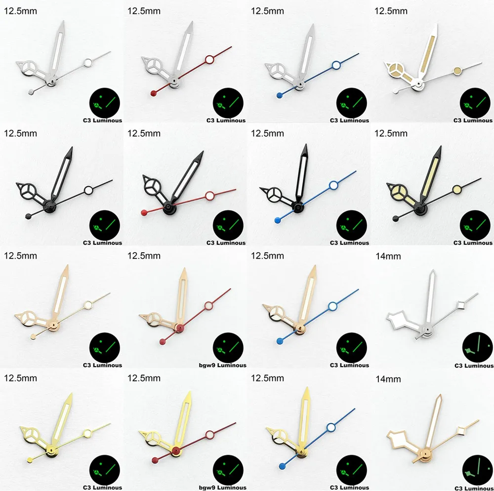 Silver Rose Gold Blue Green Luminous Snowflake Watch Hands Fit for Miyota8205 8215 821A 8285 Movement Watch Parts Accessories