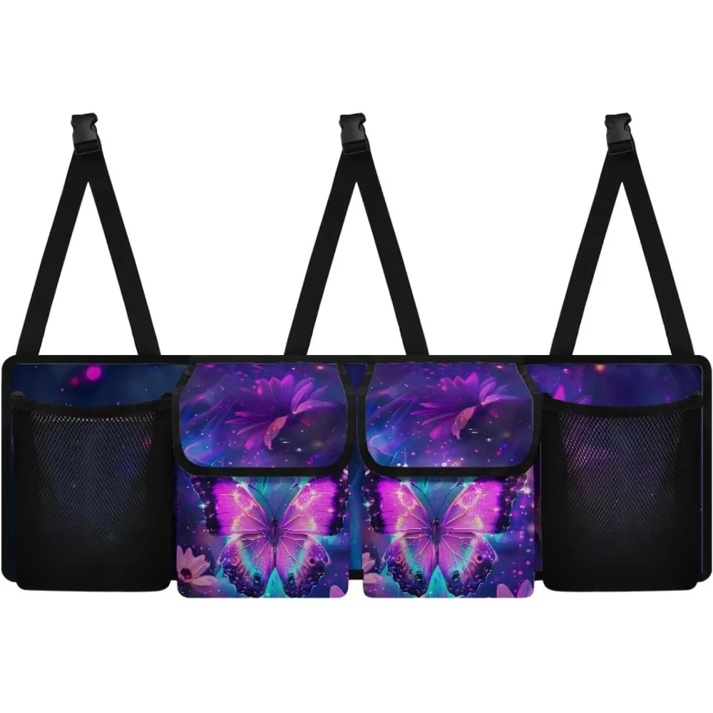 

purple butterfly car trunk organizer back seat hanging car organizer foldable cargo storage with 4 pockets will provide more sto