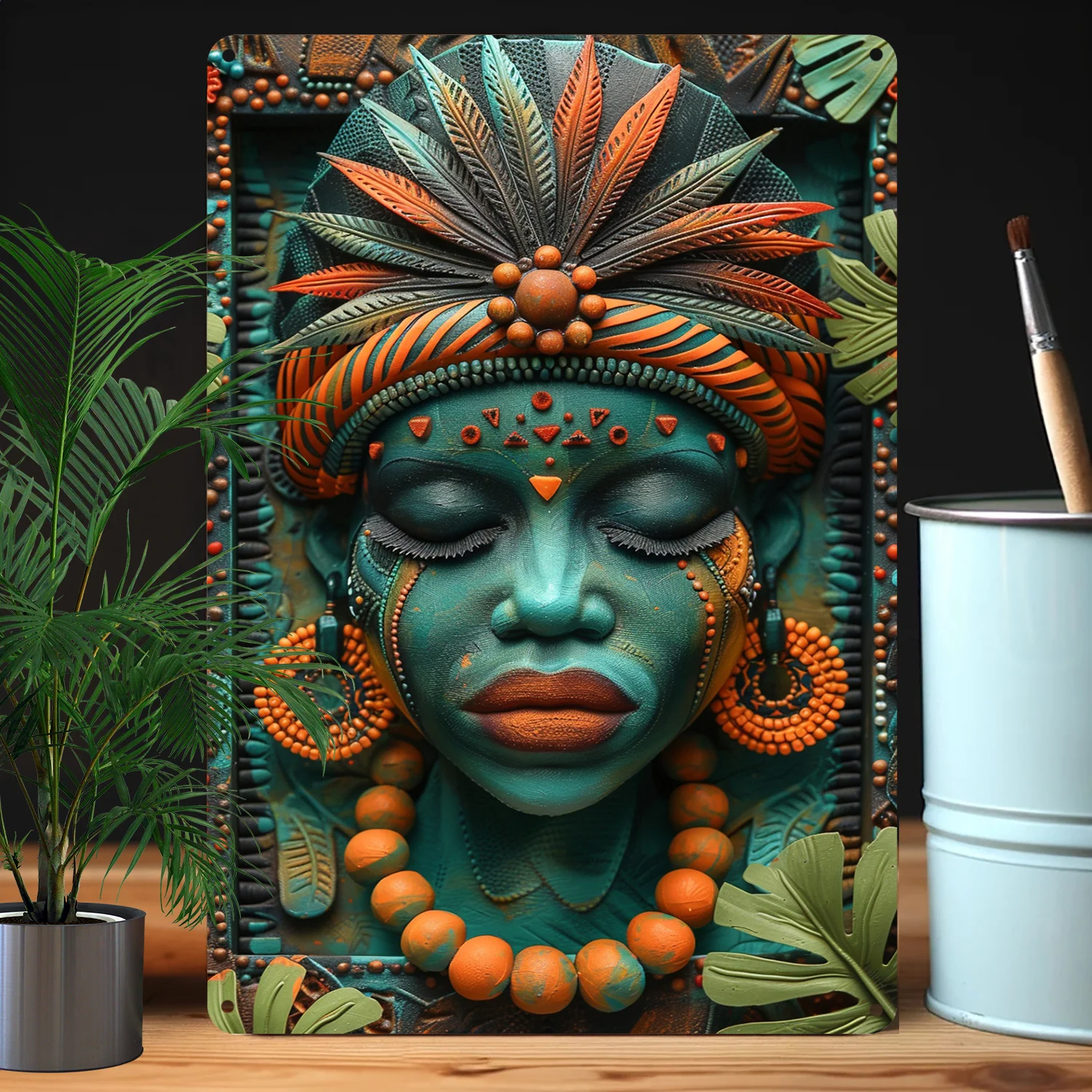 Vintage African Mask Metal Sign, Perfect For Decor, Ideal For Apartments, Bathrooms, Gardens, Studios, Classrooms - Unique Gift