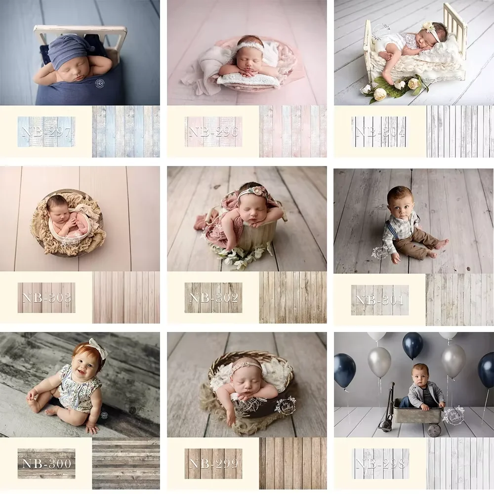 

VIKAMA Newborn Photographic Backdrops Vintage Woodgrain Backdrops Baby Photography Studio Props Infant Portraiture