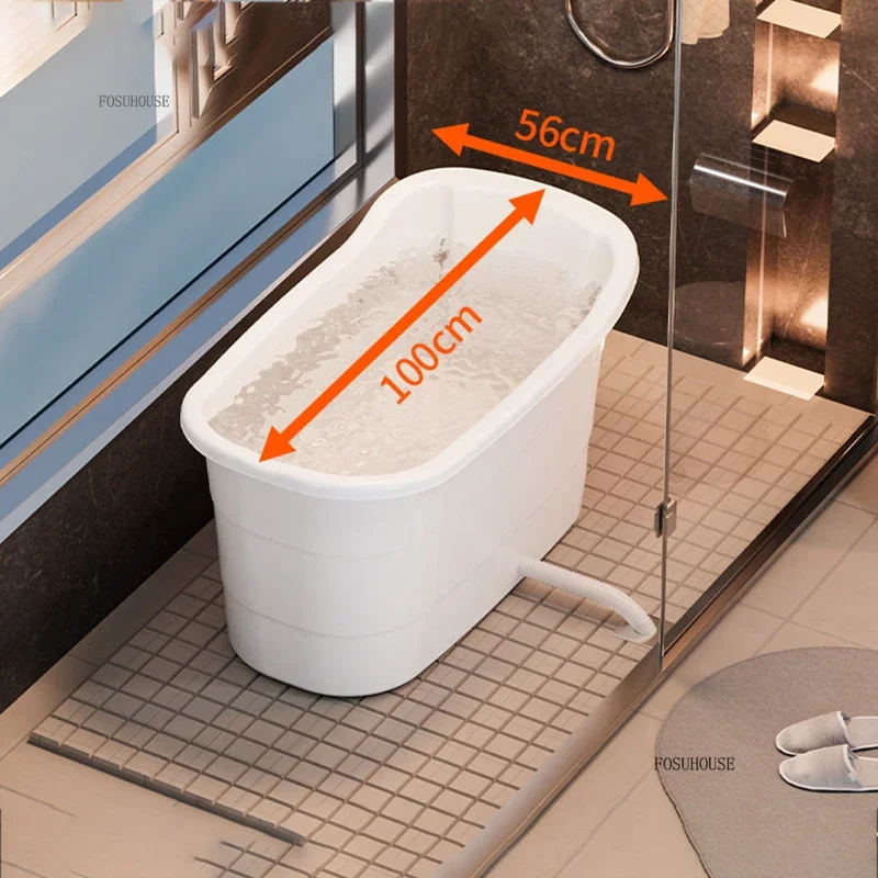 Comfortable One-piece Bathtubs for Adults Large Capacity Plastic Full-body Bathtub Modern Household Portable Bathtubs for Toilet