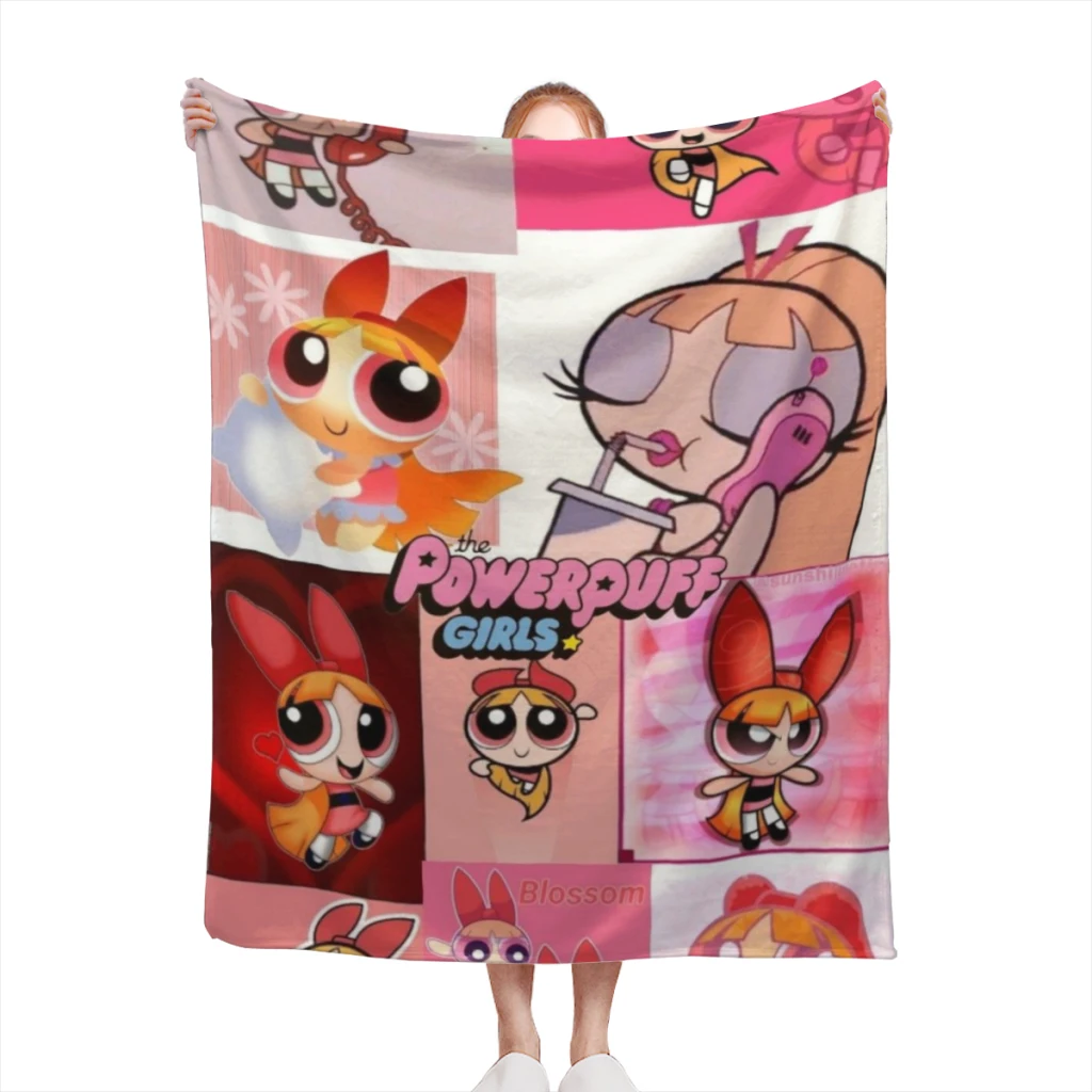 Fluffy Baby Blanket The-Powerpuff-Girls Sofa Camp Nap Bedspread Cozy Flannel Blanket Bedroom Decor