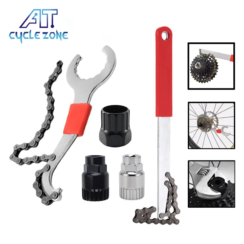 Bicycle Dismantling Tool Kit Bicycle Chain Wrench Tool Combination Flywheel Disassembly Tool for MTB Road Bike Accessories