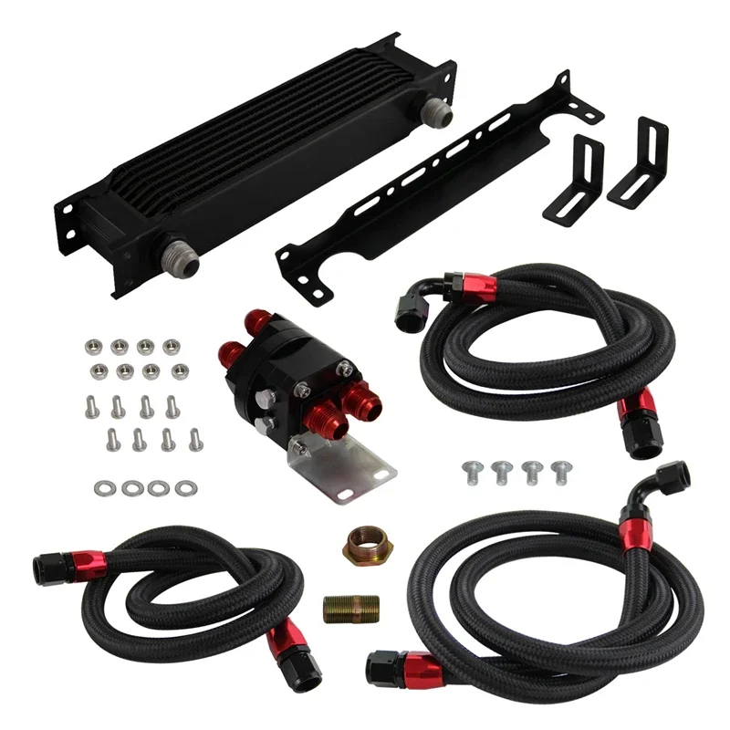 

Universal 9 Row AN10 Oil Cooler Kit Oil Filter Relocation Adapter Bracket Kit