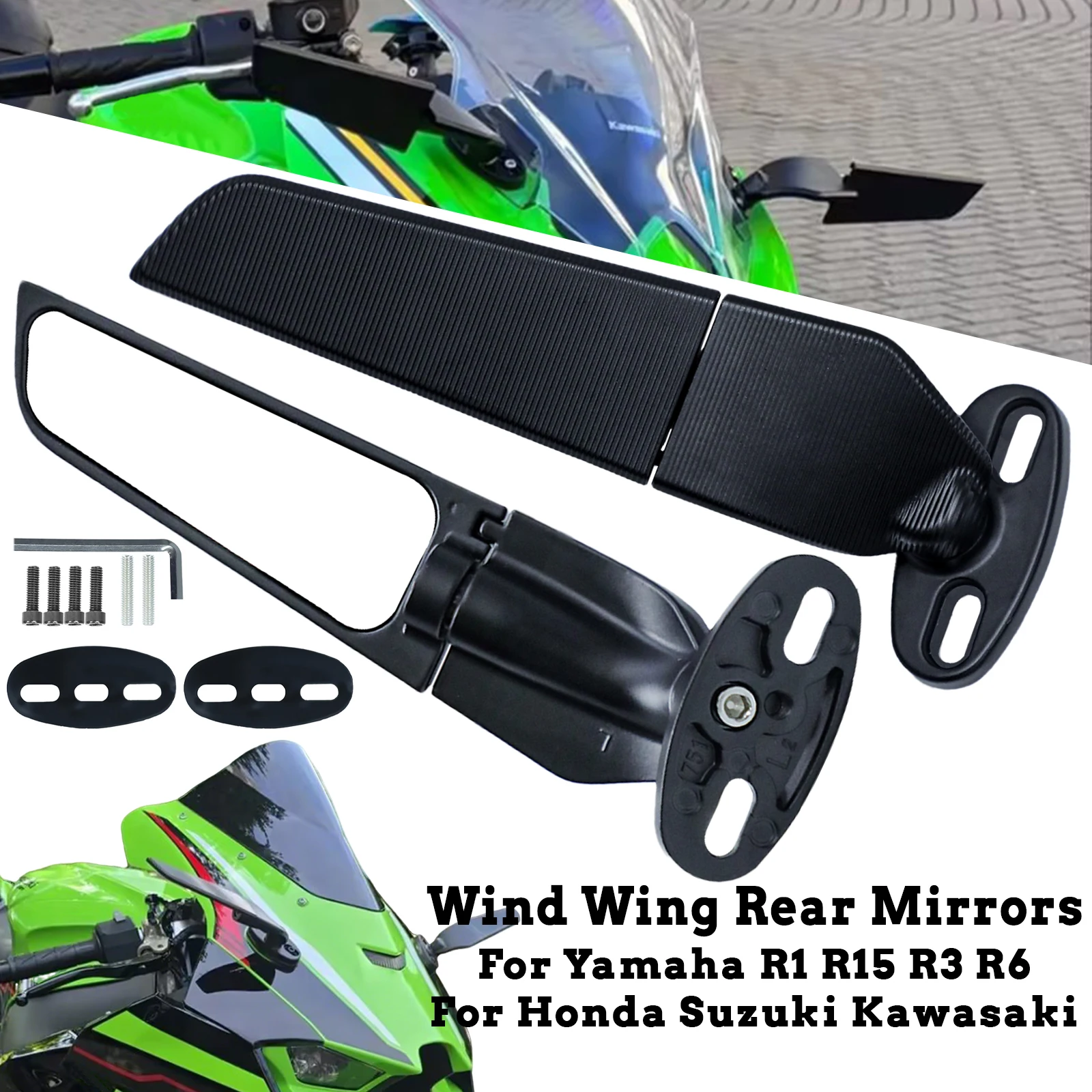 Para Yamaha R1 R15 R3 R6 Honda Suzuki Kawasaki espejos retrovisores de motocicleta R6 espejos laterales giratorios plegables espejos traseros