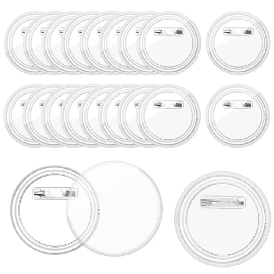 

3 Inch Clear Acrylic Button Pins - 20 Pack DIY Custom Design ButtonsPin Backs and Blanks for Sublimation Crafts Photo Badges fo