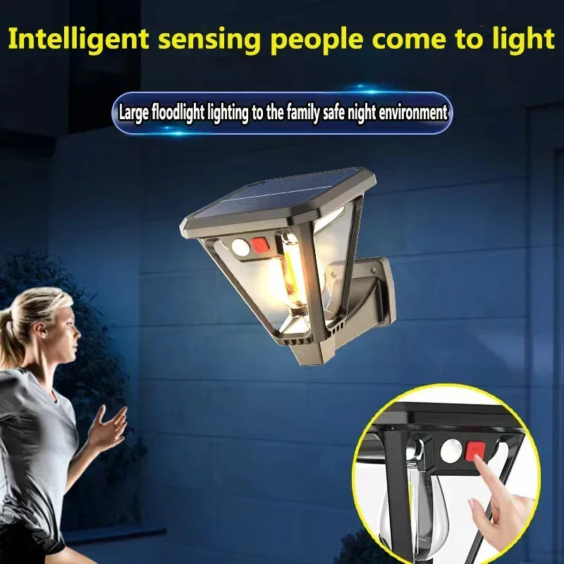 Lámparas de pared solares para acampar al aire libre 2 en 1, lámparas de césped, lámpara de pie, lámparas de inducción LED, lámparas de paisaje de