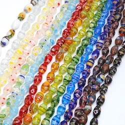 1 String Colorful Broken Flower Glass Oval Thousand Flower Beads Diy Handmade Jewelry Necklace Bracelet Accessories Material