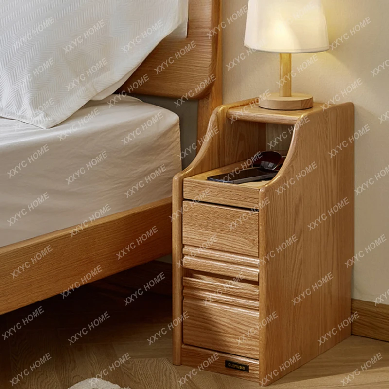 A Nordic Bedsides Table Wooden Narrow French Nordic Design Bedroom Nightstand Small Teen Walnut Mesa De Noche Furnitures