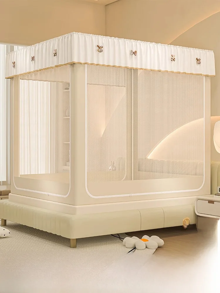 

Integrated Mosquito Net Bedroom Use No Installation Mongolian Tent Full Enclosure Bottom Pattern Dustproof And Insect Proof