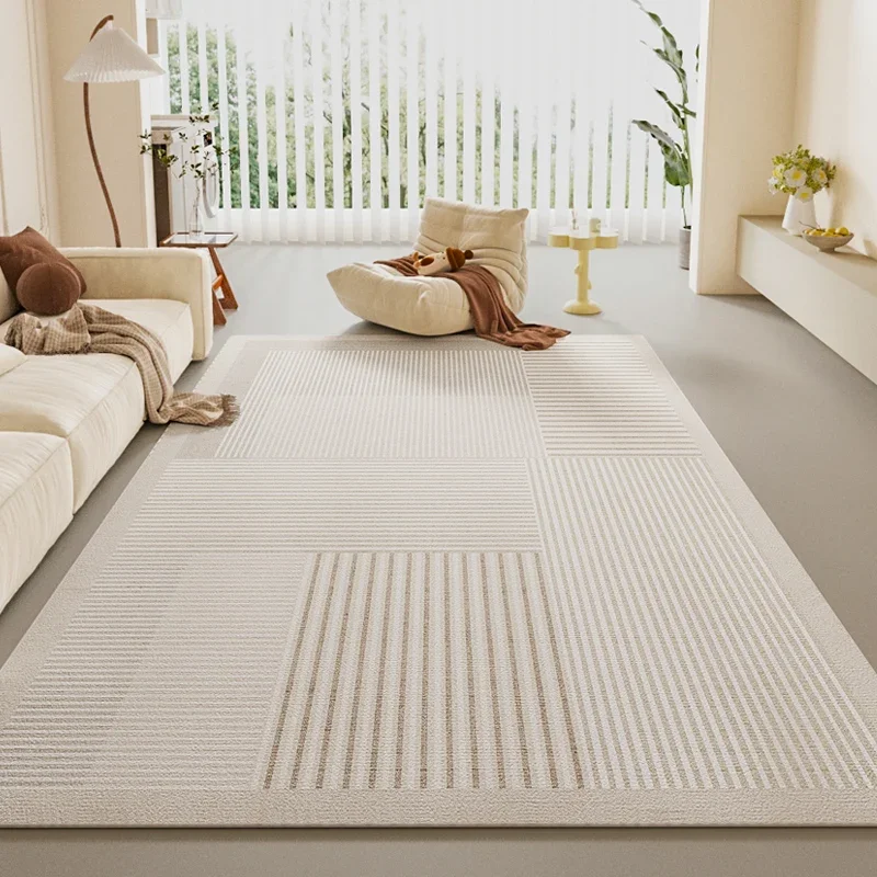 Minimalist Style Carpets for Living Room Thicken Anti-slip Lounge Floor Mat Large Area Bedroom Decor Line Carpet Fluffy Soft Rug