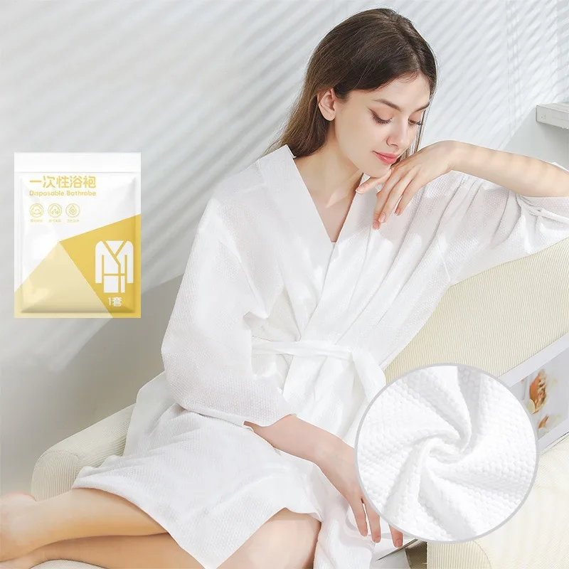 

Disposable Bathrobe Travel Hotel Beauty Salon Bath Towel Absorbent Quick Drying Couple Thickened Women Daily Throwing Nightgown