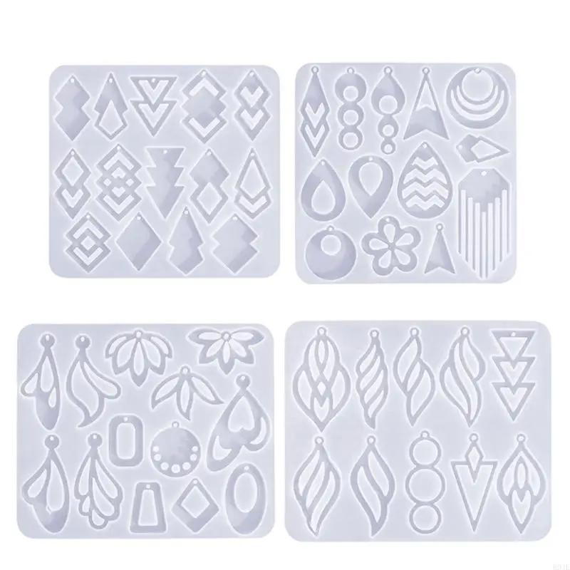 

R9JE Convenient Silicone Molds Geometric Hollow Earrings Moulds Unique Jewelry Pendant Moulds Earring Making Mold for Earring