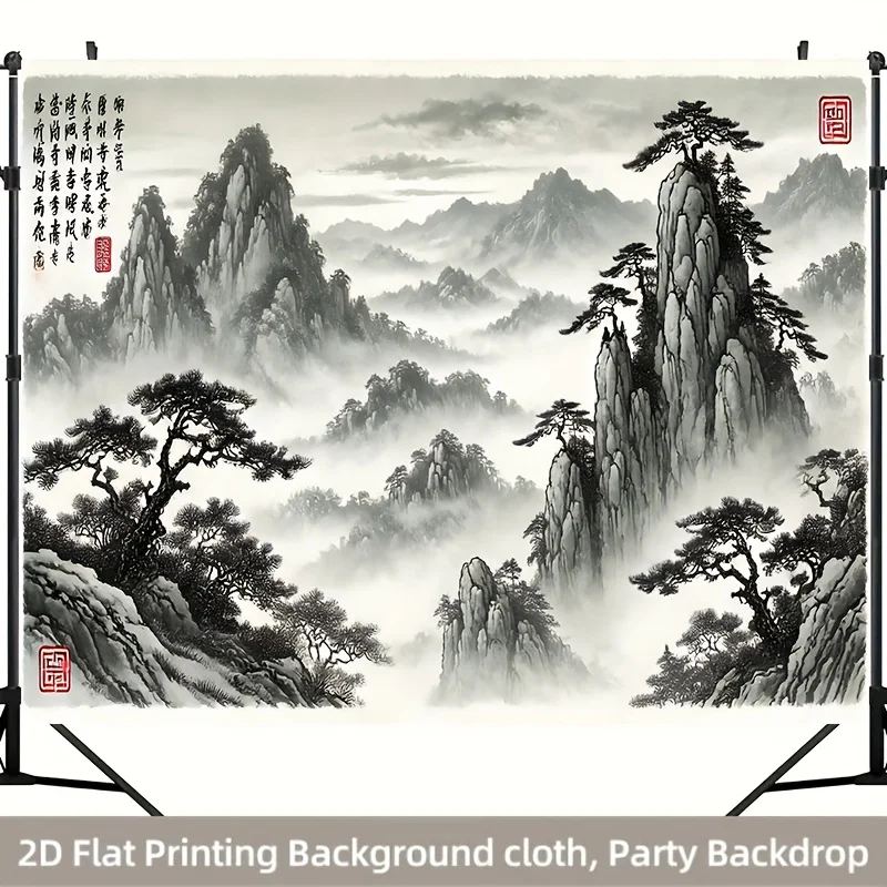 

Цельный пейзажный живопись тушью, баннер для вечеринки, не требуется мощность, эстетический гобелен для гостиной, спальни