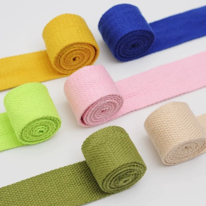 32mm solid color colored polyester cotton thick woven tape luggage straps canvas bags shoes outdoor fitness equipment