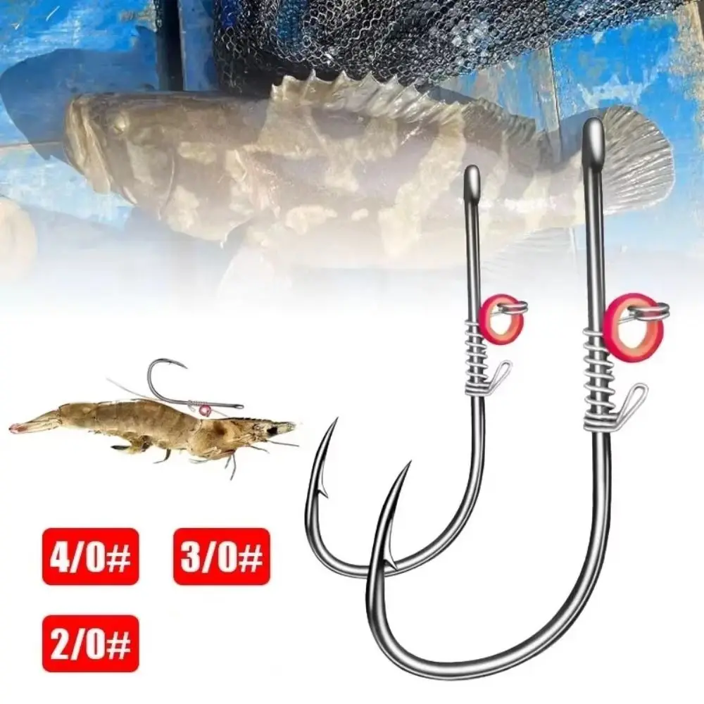 

Carbon Steel Live Shrimp Fishing Hooks Single Hook Hanging Spring Fishing Fixed Hooks Strong Sharp With Holes Barbed Fishhook