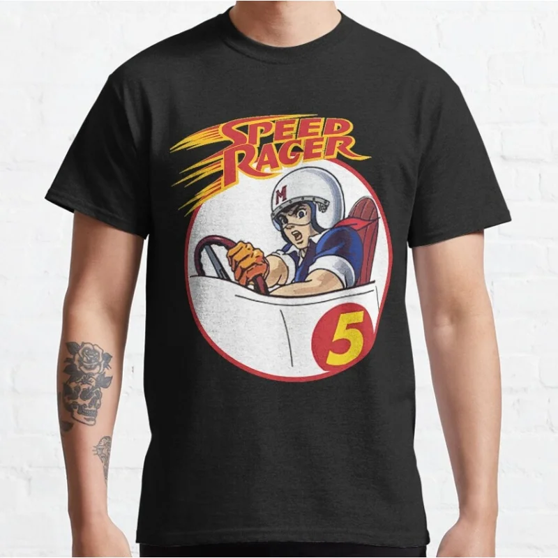 

0618 Mach Go Go Go graphic tee Manga Speed Racer Anime T shirt Cartoon Large size Tops 100% cotton printed Y2K Clothes