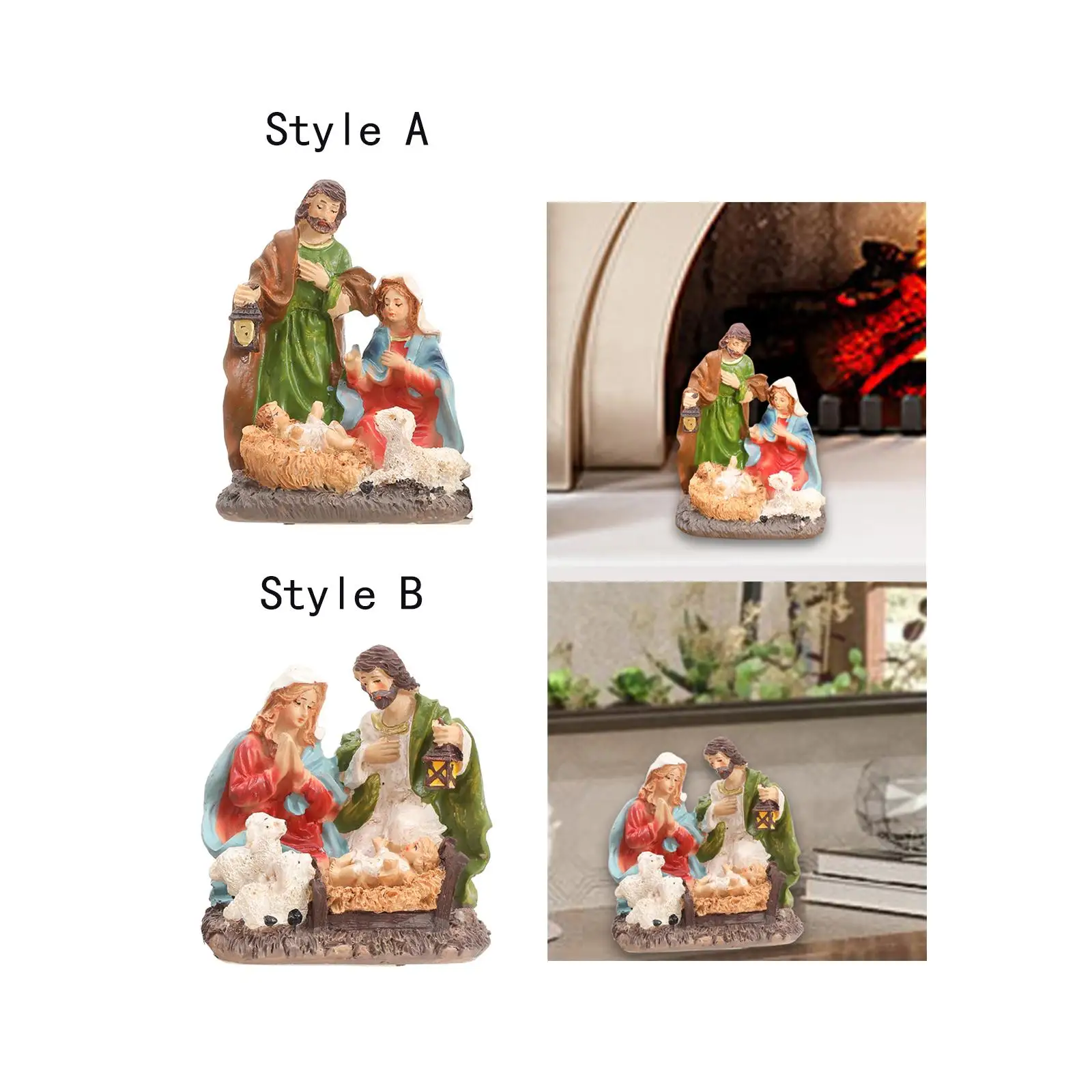 Nativity Scene Jesus Birth Figurine Handcrafted Home Decor Sculpture